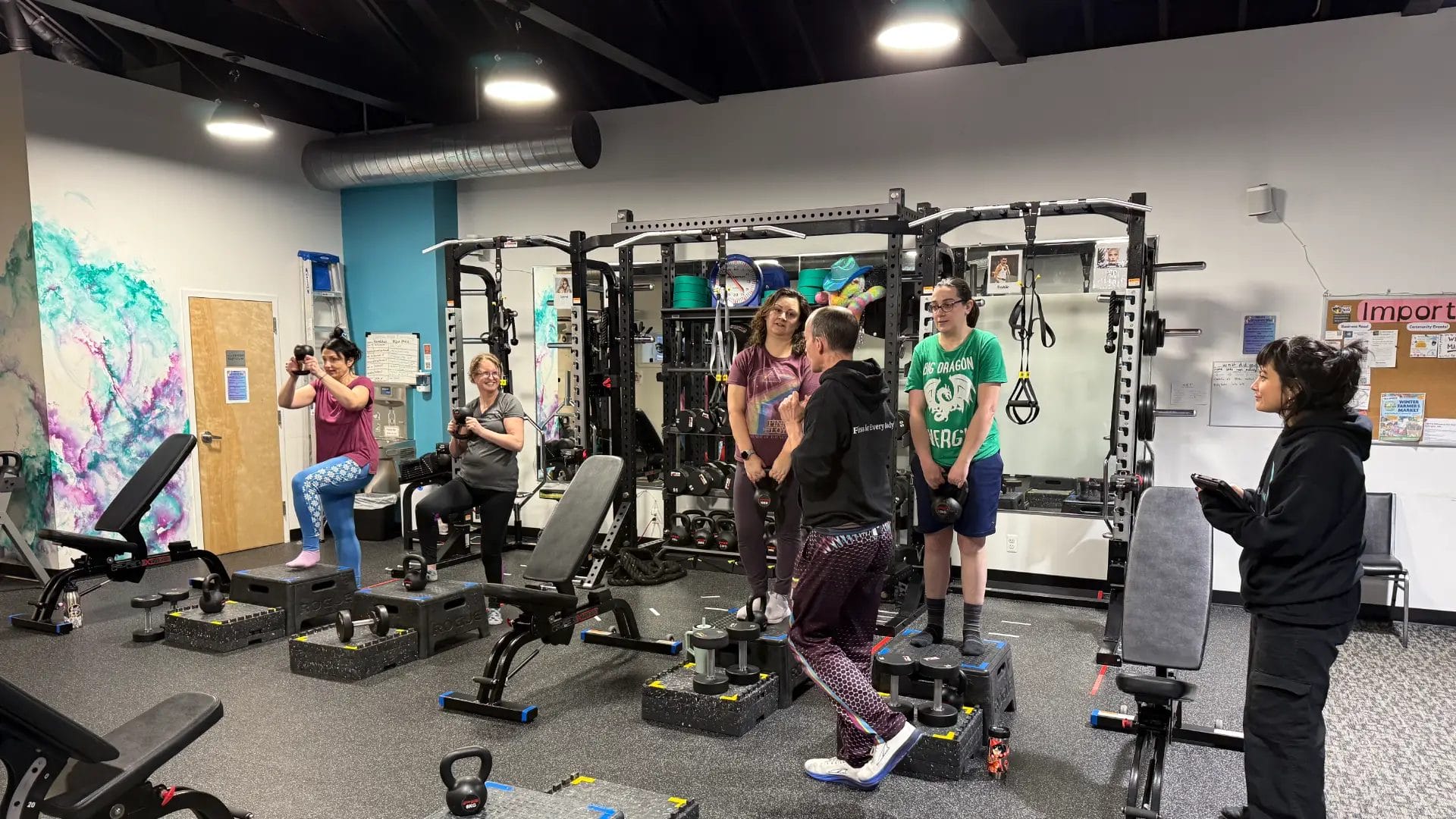 Reimagym fitness program training area with equipment